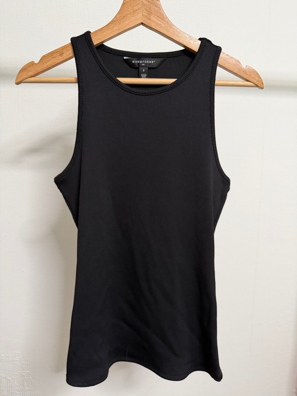 WHBM Black Ribbed Tank Top — Slim Crewneck Layering Tank